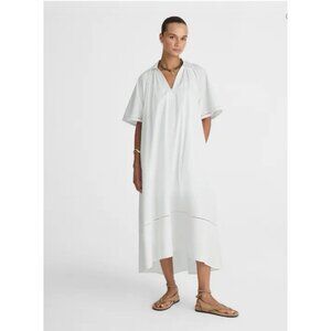 Madewell $148 Poplin Short Sleeve Splitneck Midi Shirtdress White Size XS #NV435